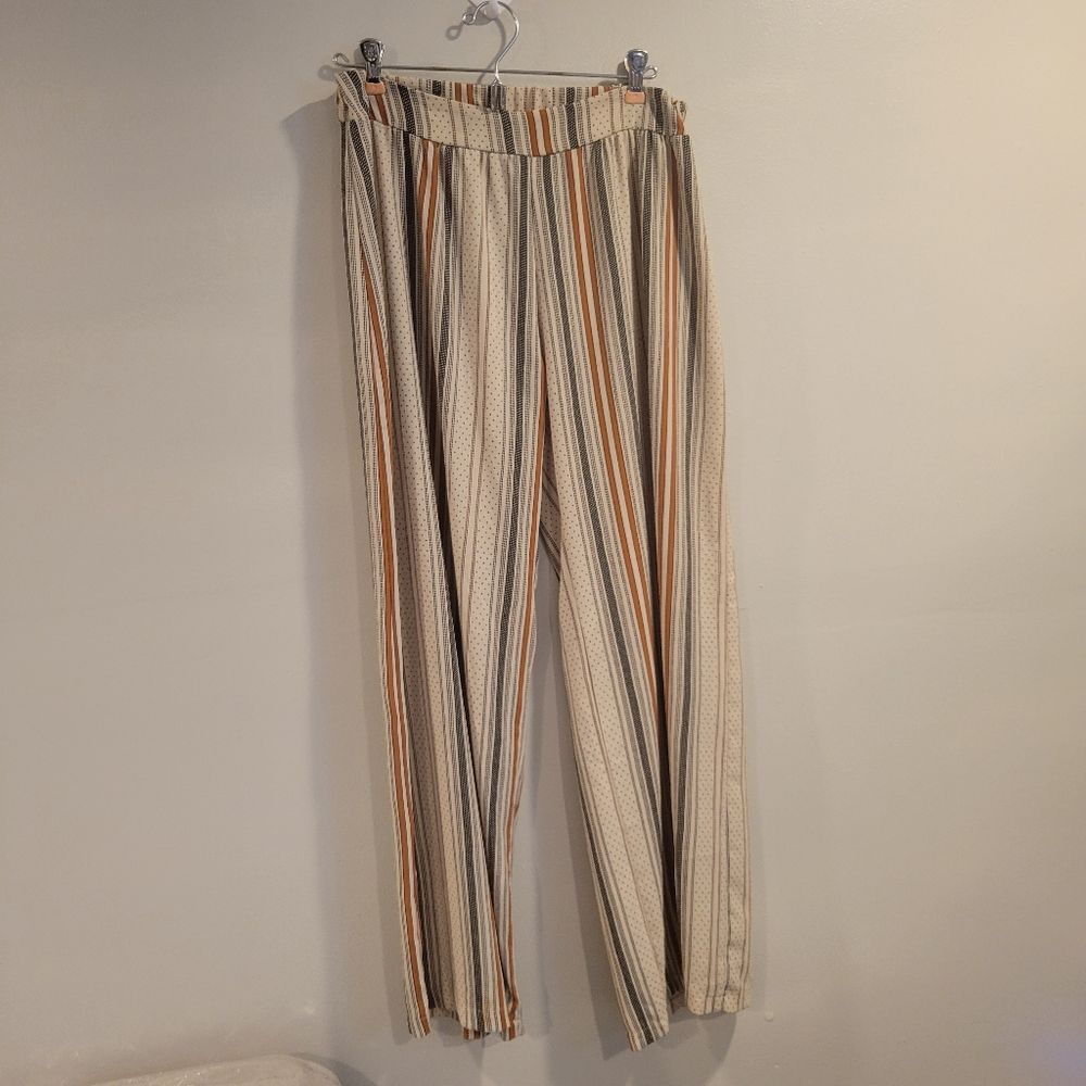 Tiziano Zorzan Modal Striped Wide Leg Pants Size Medium